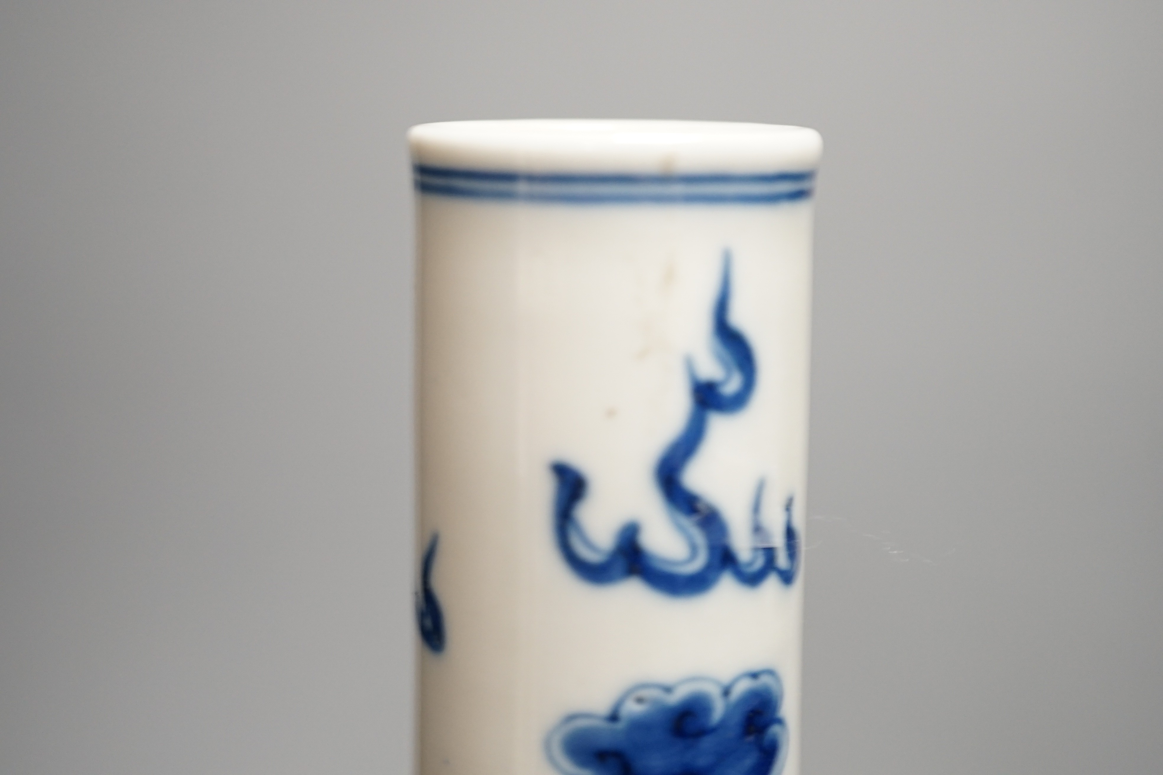 A Chinese blue and white ‘dragon’ bottle vase 36cm